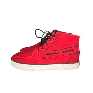 Polo Ralph Lauren Lander Chukka Canvas Shoes Size 8 Red BIN36